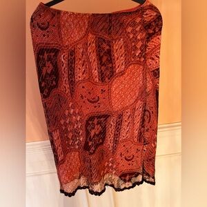 Vintage bob mackie floral metallic silk skirt size 8 midi 90s y2k cottage fairy